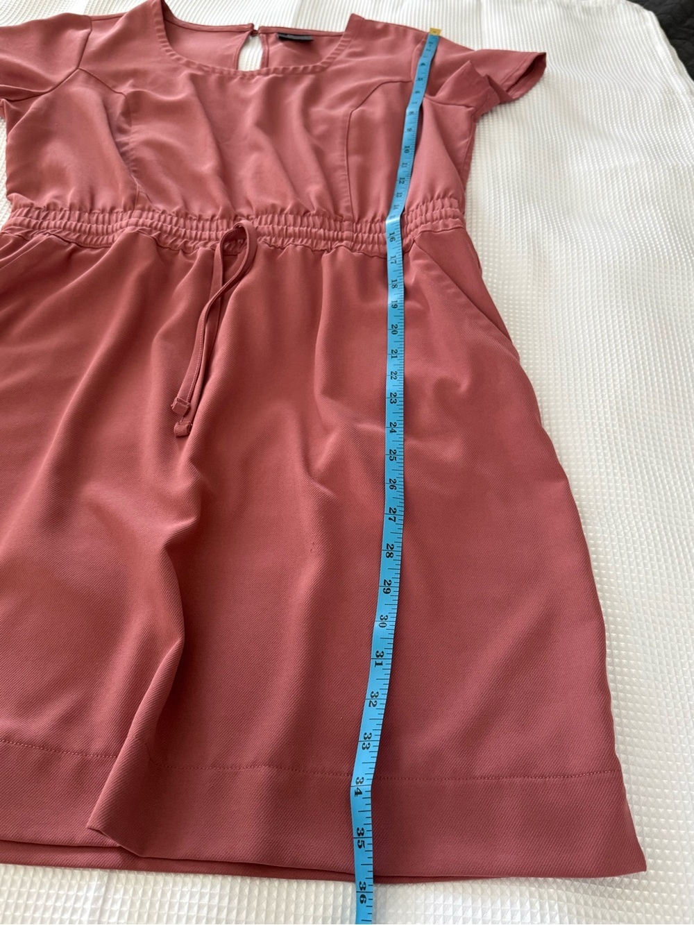 Dusty Rose Drawstring Waist Mini Dress - Picture 13 of 13